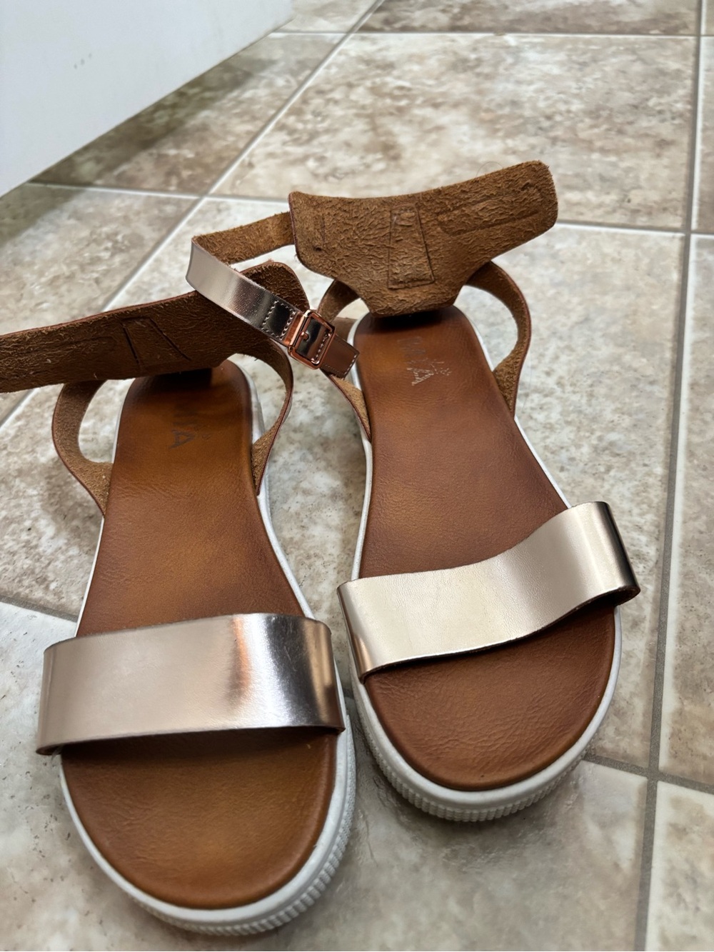 Metallic Rose Gold Women’s Platform Sandals